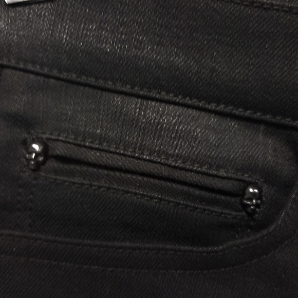 Kooples Black Brut Regular Jeans Smooth Finish Awesome "SKULL" Detail On Pocket - Picture 5 of 7